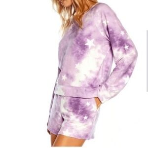 Wildfox Sweatshirt Women’s Purple Tie Dye Stars Cotton Blend Sweater- M